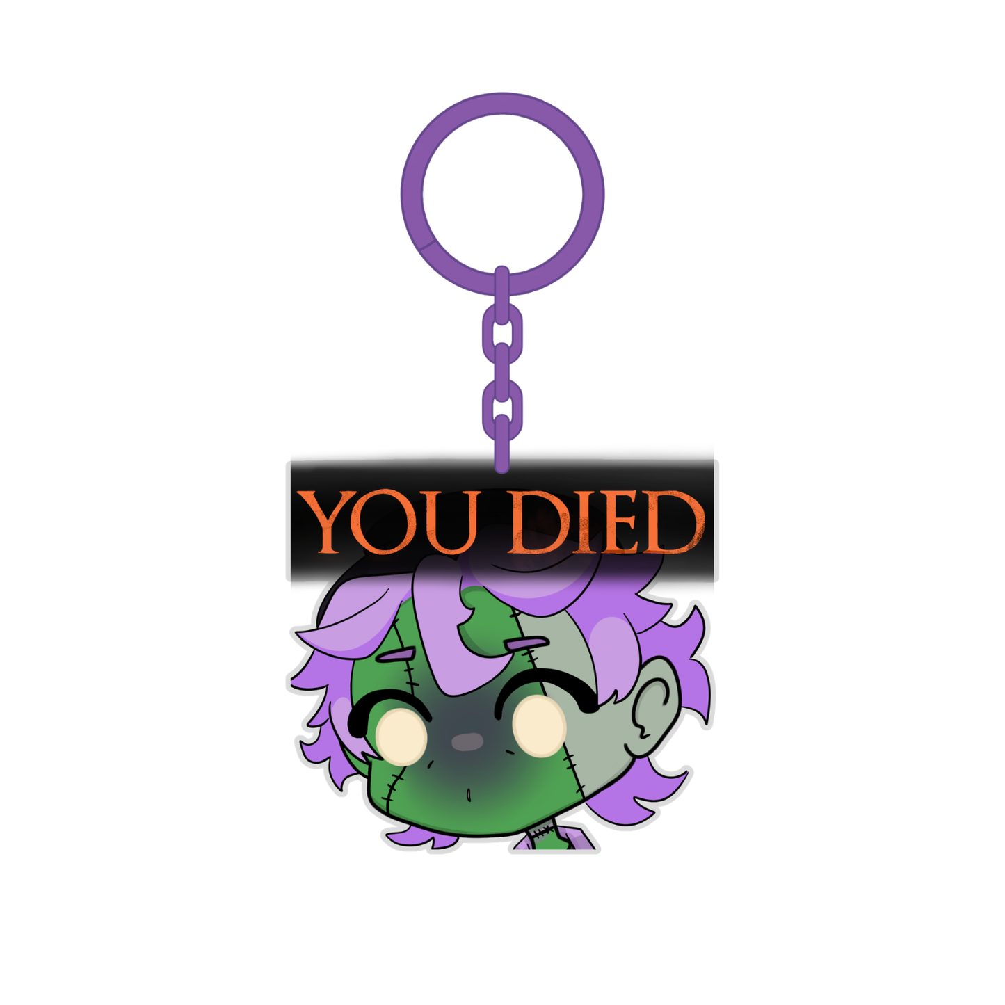 Grim Gltich You Died Keychain